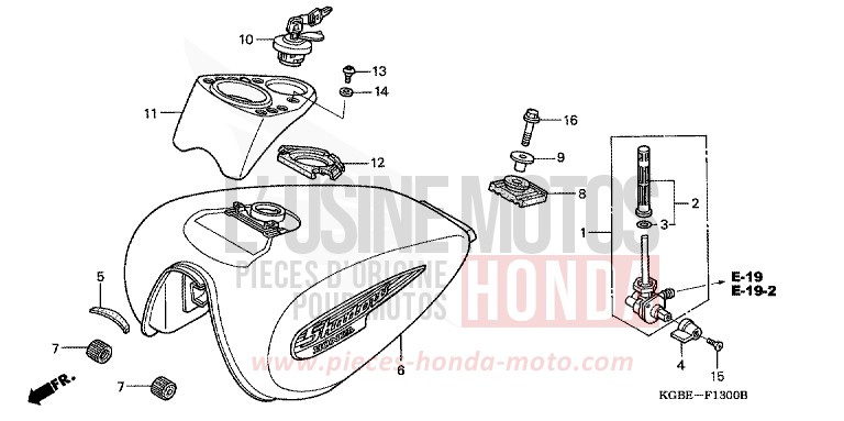 FUEL TANK for Shadow VT125C NOIR (NH1) from 2003